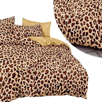 Pościel 160x200 bawełna satynowa panterka PK733 z prześcieradłem